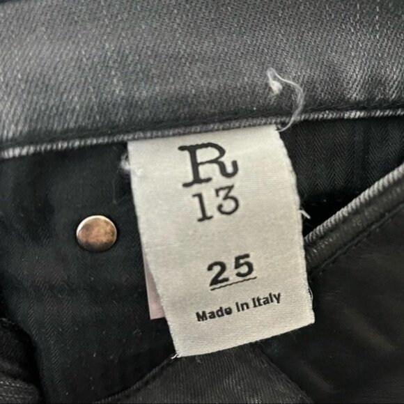 R13 The Drop Skinny Ankle Jeans Women’s Size 25 Dusty Black Cropped Mid Rise - Picture 14 of 16